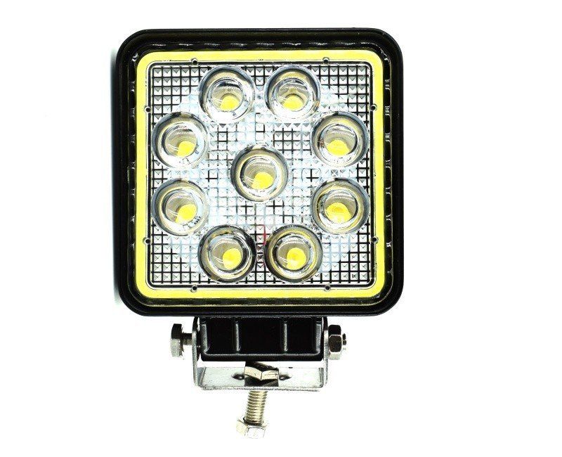 Proiector LED patrat de 27W 12/24V Spot Beam 30° cu angel eyes