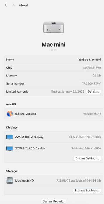 MAC Mini M4 Pro 1TB SSD Гаранция