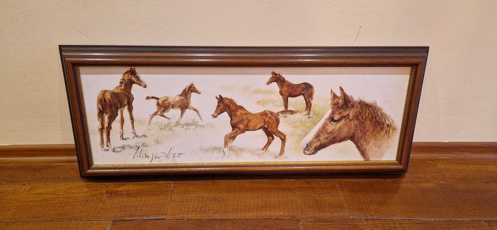 Vand 3 tablouri cu cai (pictura in ulei - origine Germania)