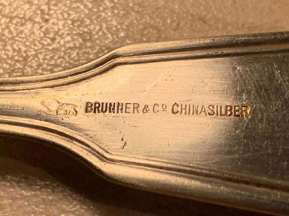 Стара английска сребърна лъжица-J.Brunner & co-925-2-77,68гр