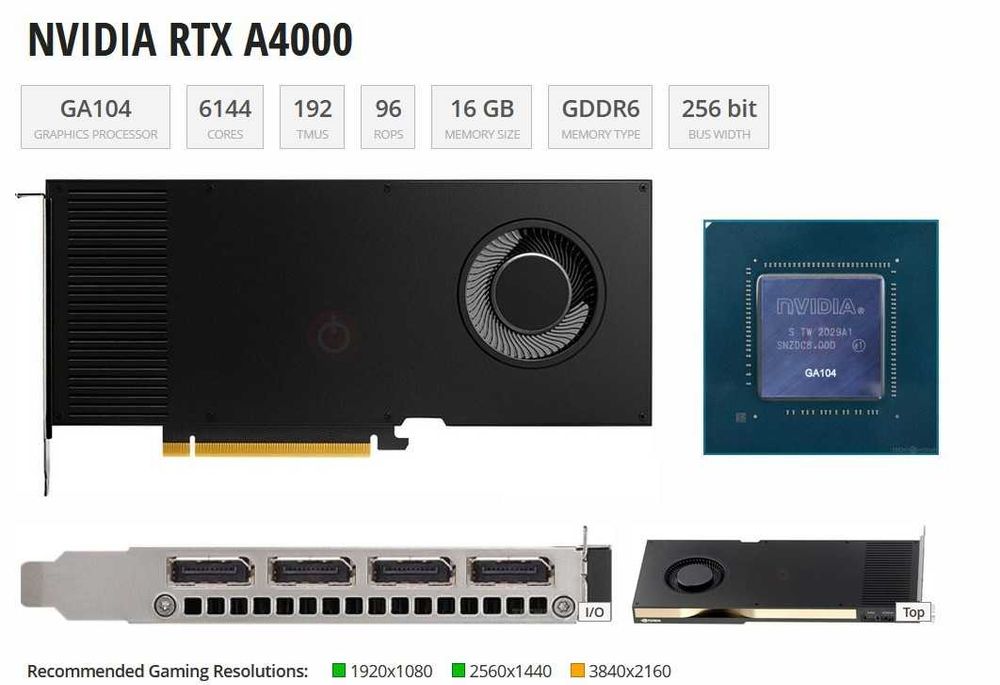 Placa video nVidia RTX A4000 16GB GDDR6 256bit