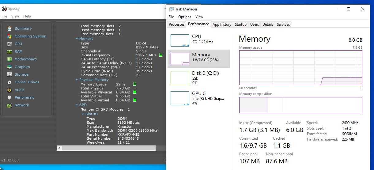 Ram 8Gb DDR4 so dimm