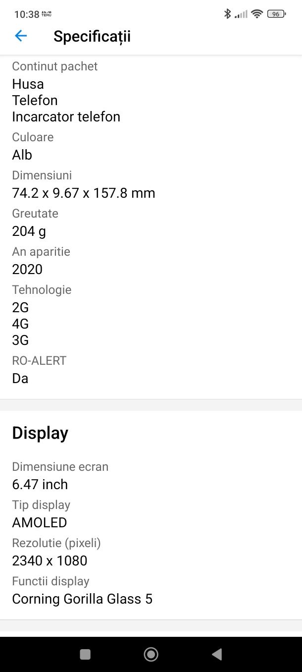 Telefon mobil Xiaomi Mi Note 10 Lite, Dual SIM, 64GB, 6GB RAM, 4G, Gla