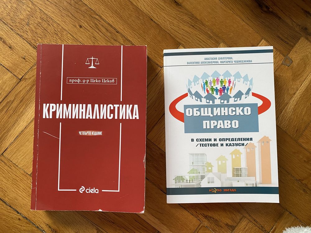 Продавам Криминалистика и помагало по общинско право