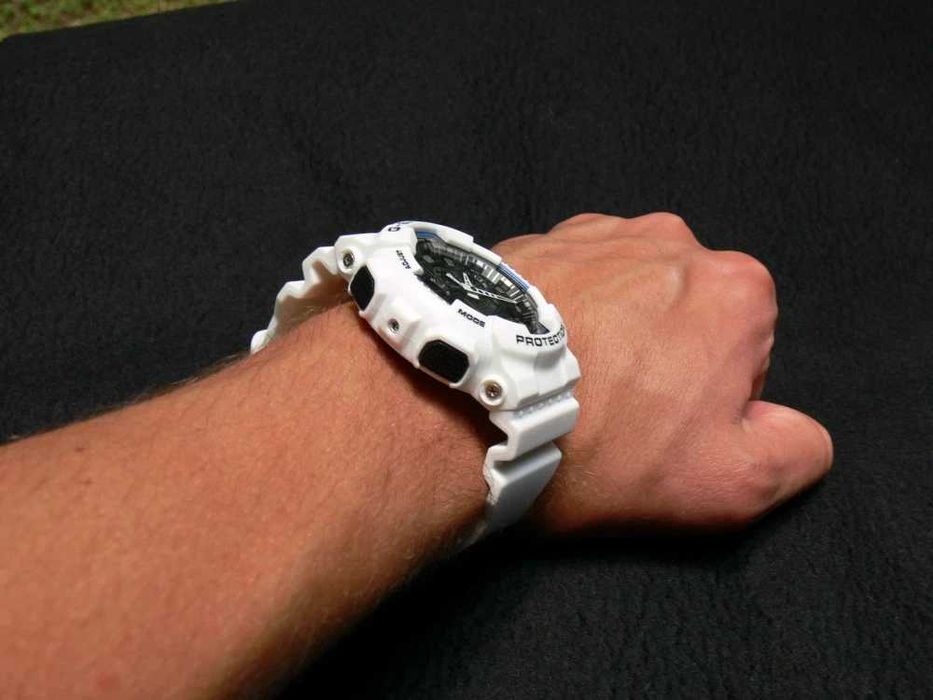 Ceas Sport Casio G-SHOCK GA-100 WHITE BLACK - NOU 2025 !! Alb Mat !
