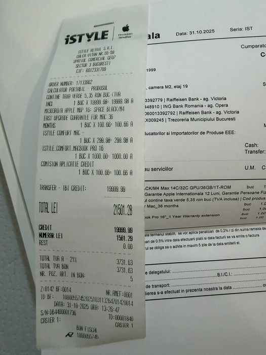 MacBook Pro 16" M4 Max  36GB RAM 1TB SSD  SIGILAT + Factură + garantie