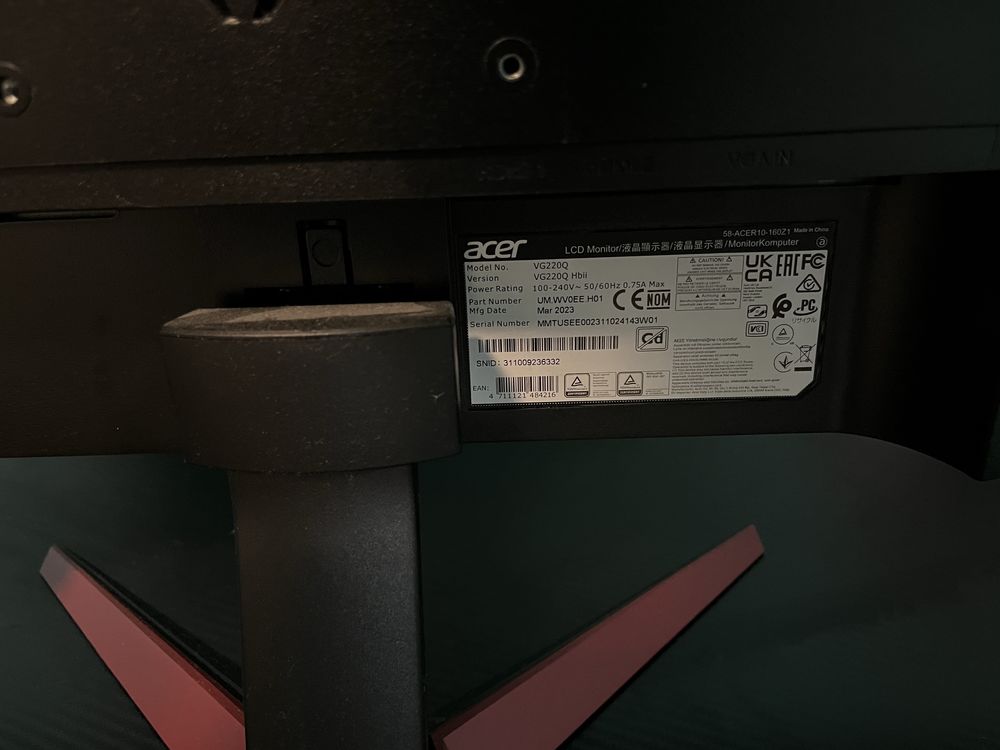 Монитор 21.45" Acer Nitro Gaming VG0 VG220QHbii - UM.WV0EE.H01