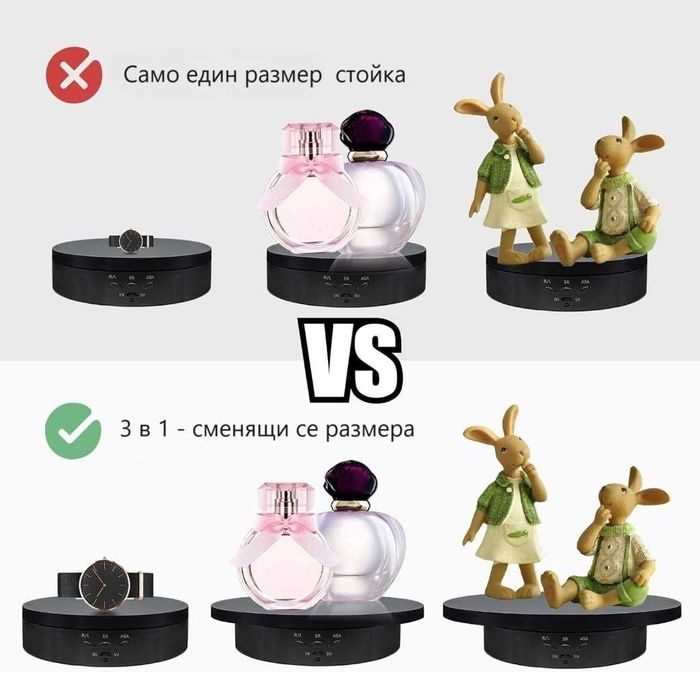 HSU 360° Ротационна Стотйка 3 в 1 – Автоматично въртене | БЯЛ