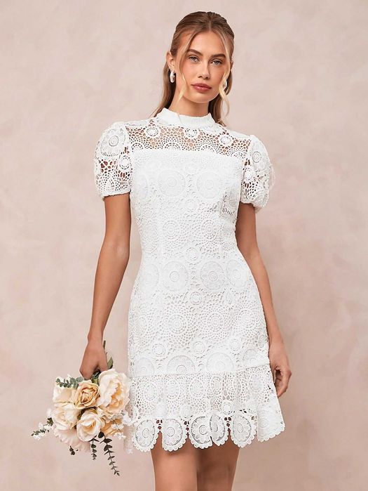 Бяла рокля, Дантелена рокля, Елегантна рокля, Рокля дантела
