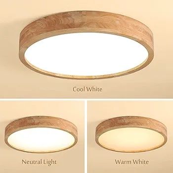 LED плафон за таван Ф50см дървена основа дистанционно