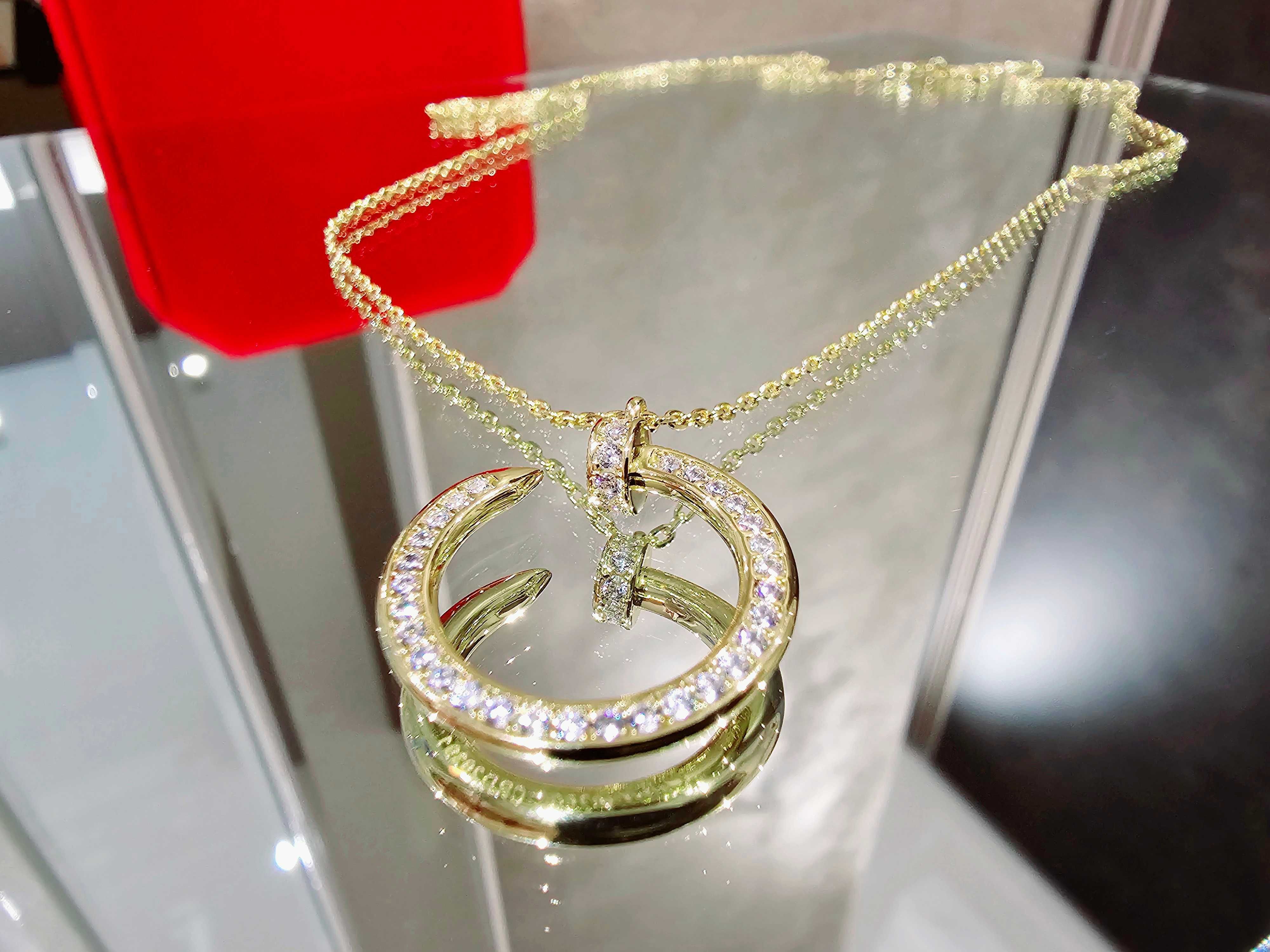 CARTIER Nail Juste un Clou Gold Paved Diamonds Дамско Колие Пирон