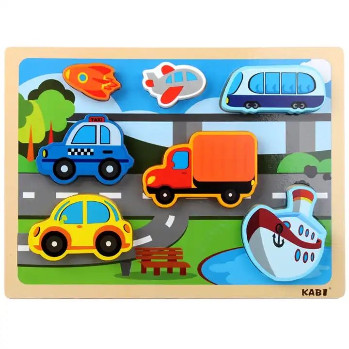 Puzzle tip Montessori educational din lemn Mijloace de transport  NOU