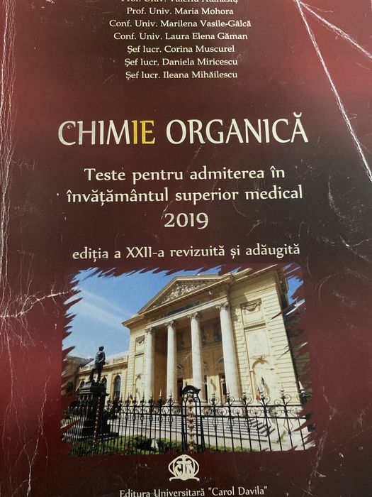 Culegere chimie organica 2019 admitere md si mg Bucuresti