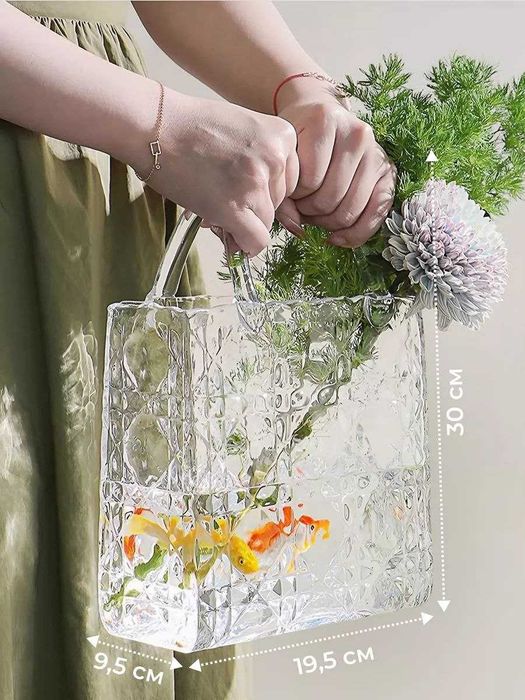 Ваза "сумочка "Текстура" Стекло, 1 шт
Оригинальная прозрачная стеклянн
