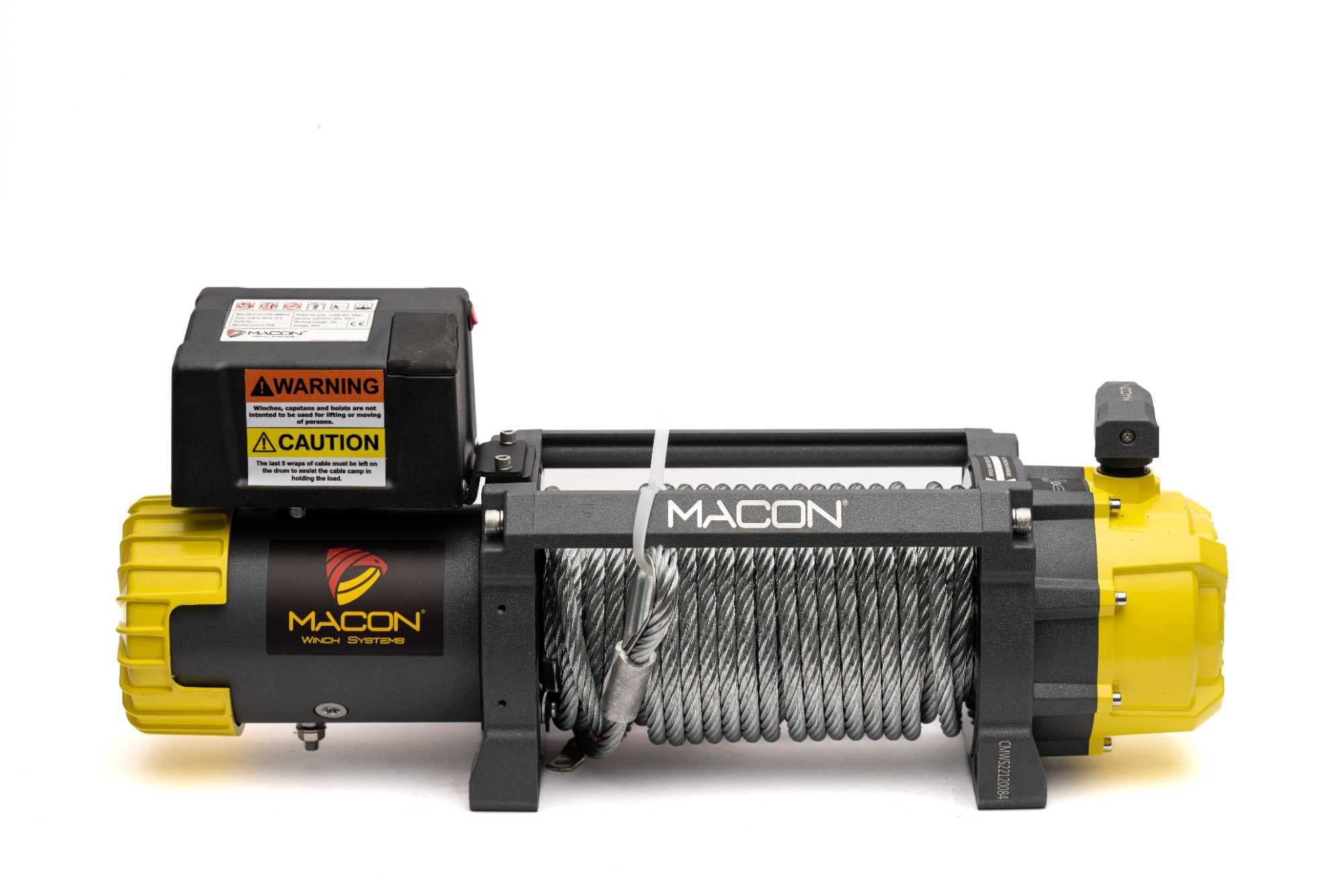 Troliu auto Macon Yellow Hawk 12000 lbs - FOARTE RAPID - cablu de otel