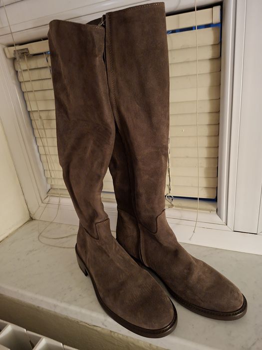 Италиански велурени ботуши в кафяво