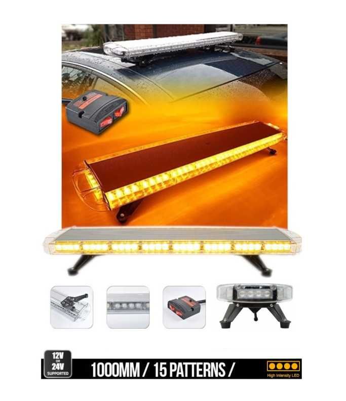 Мощна LED аварийна сигнална лампа, 12-24V с 15 режима на работа