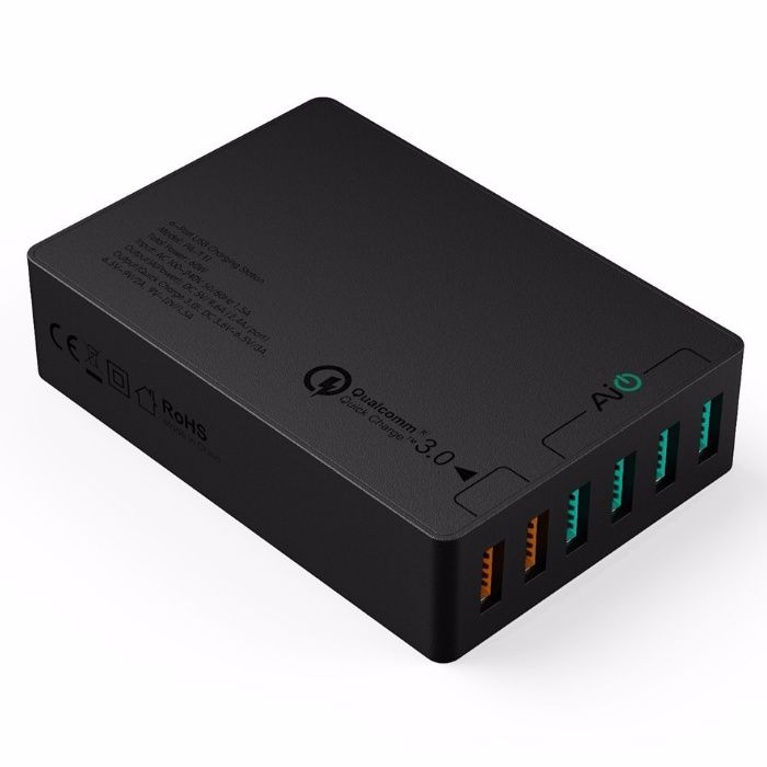 Универсално зарядно AUKEY Quick Charger 6 Ports USB Qualcomm® Quick Ch