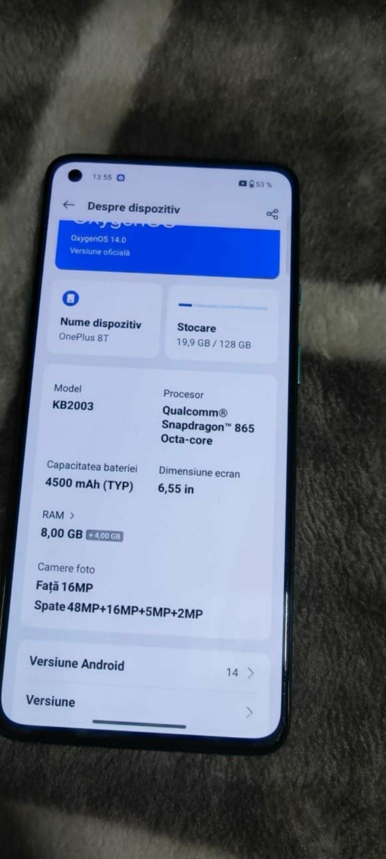 Onepuls 8 T memorie 128 gb rami 8gb + 4 gb rami perfect functional se
