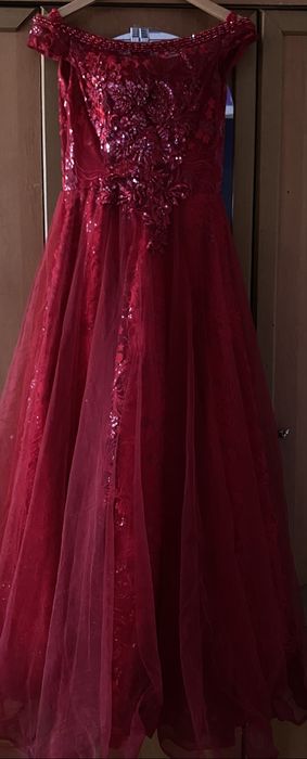 Красное вечернее платье в пол, размер S