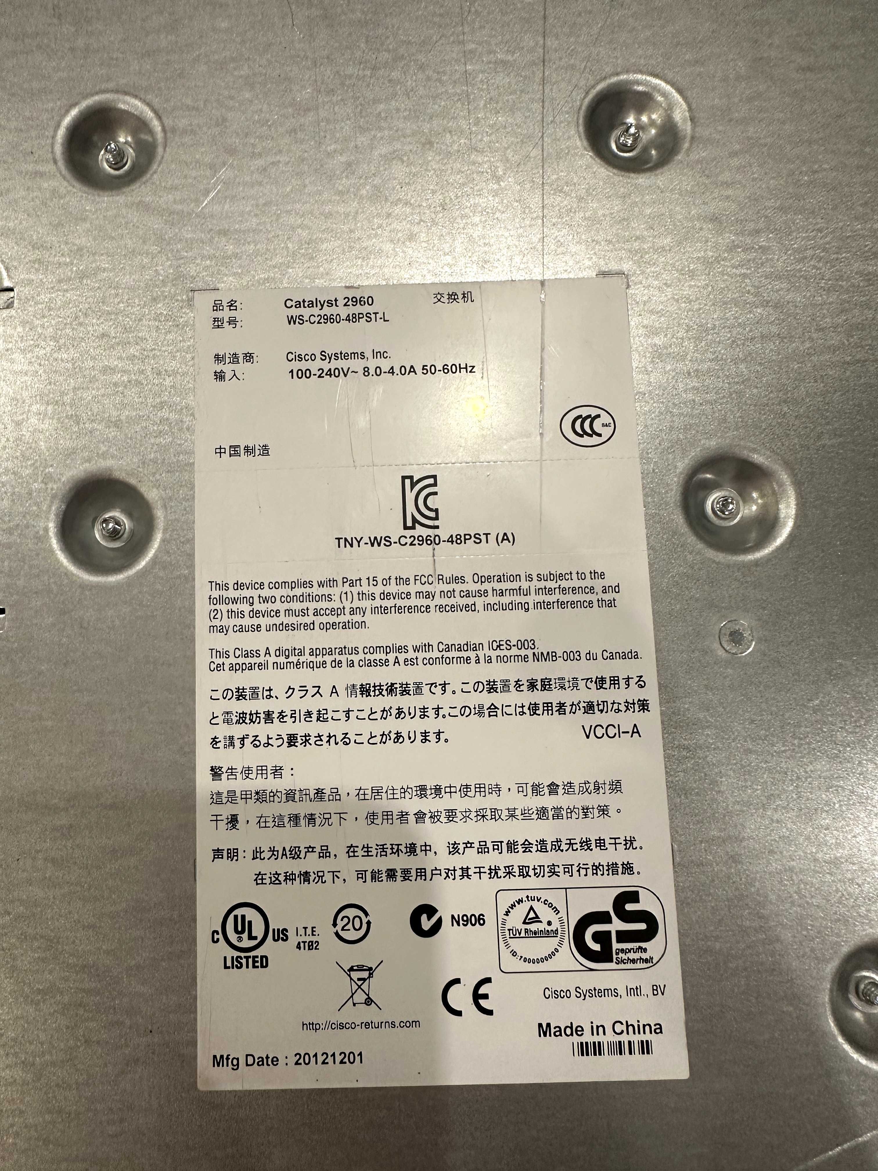 Коммутатор Cisco Catalyst WS-C2960-48PST-L POE