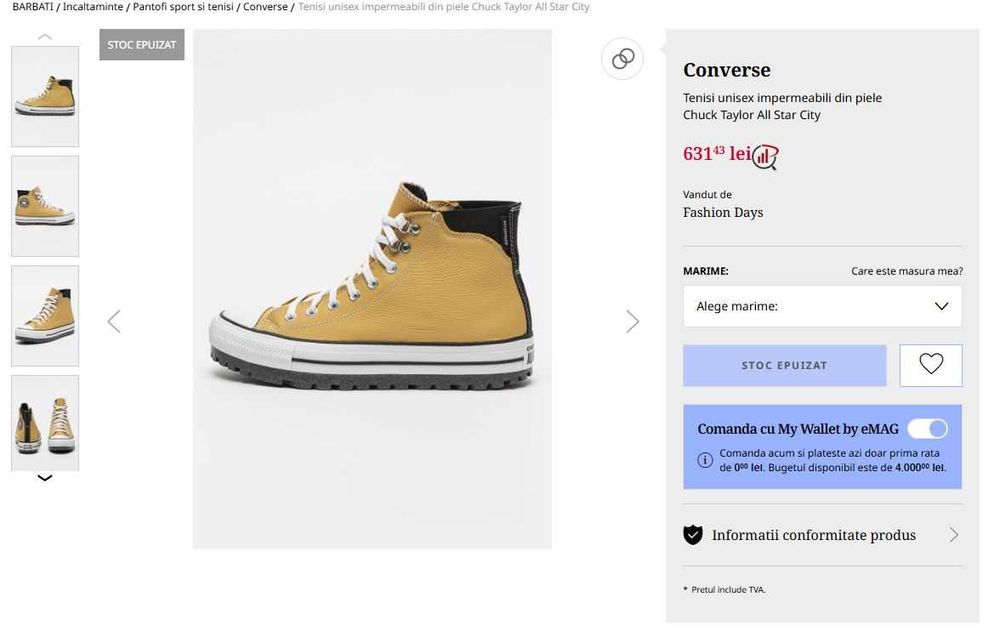 Tenisi Converse unisex impermeabili din piele Chuck Taylor