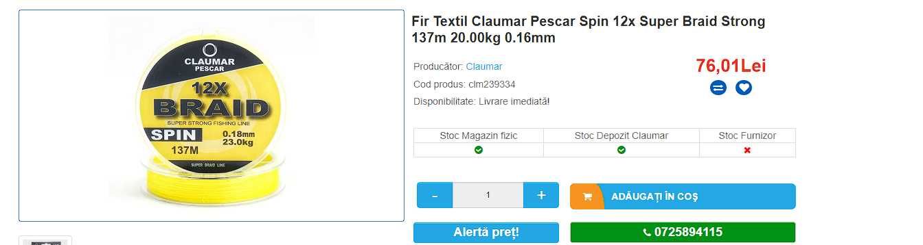 Vând Mulinetă Shimano Sedona 2500 cu Fir Textil Claumarpescar