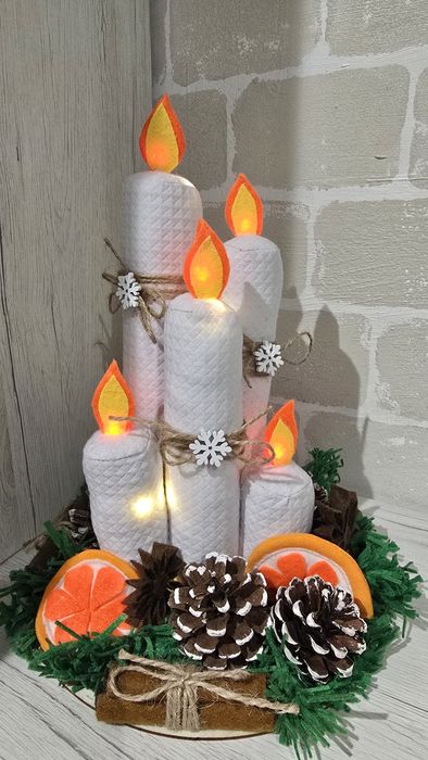 Коледни свещи от текстил