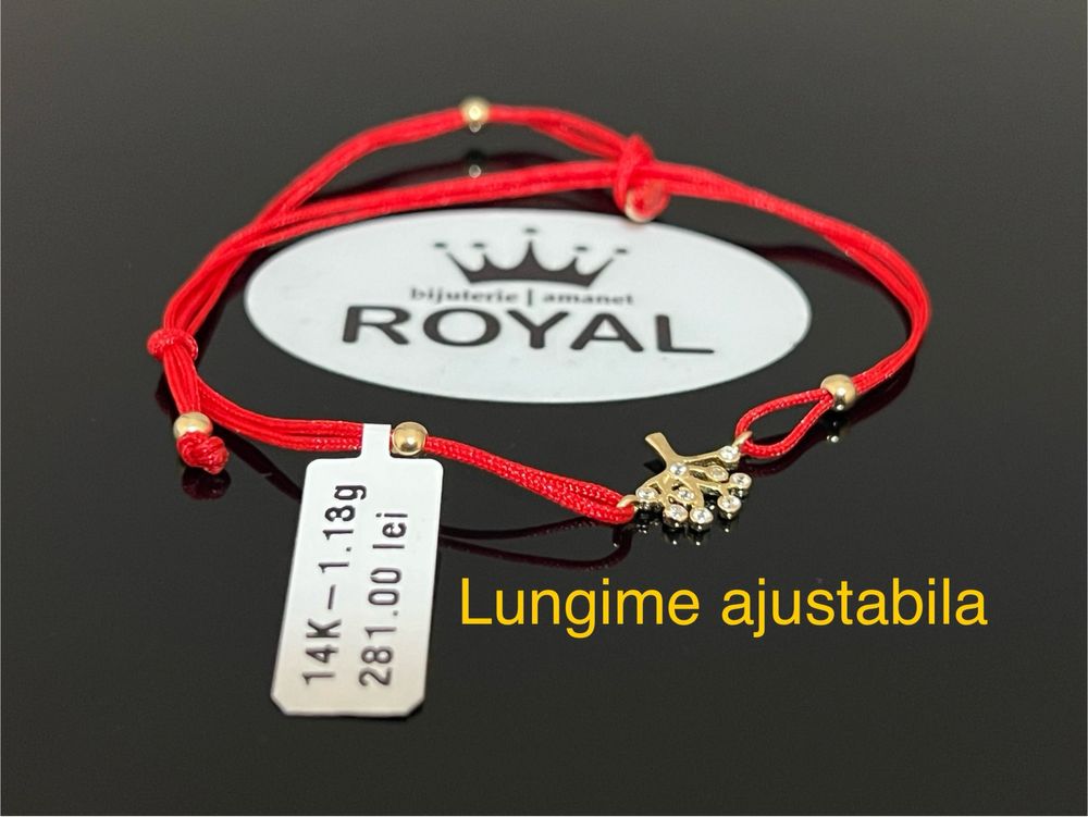 Bijuteria Royal CB : Bratara cu snur bile aur 14k 1,13 grame