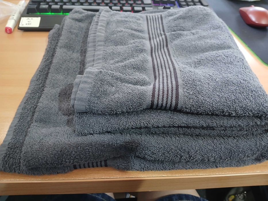 Set 3 prosoape Glamburg bumbac gri – 50x80 cm și 65x130 cm