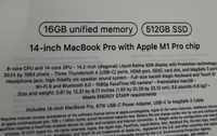Macbook Pro 14-inch 16/512