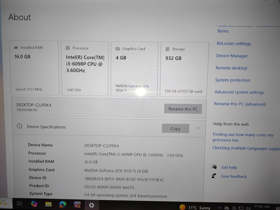 Desktop Lenovo Pc low gaming