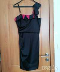 Официална черна рокля с едно рамо