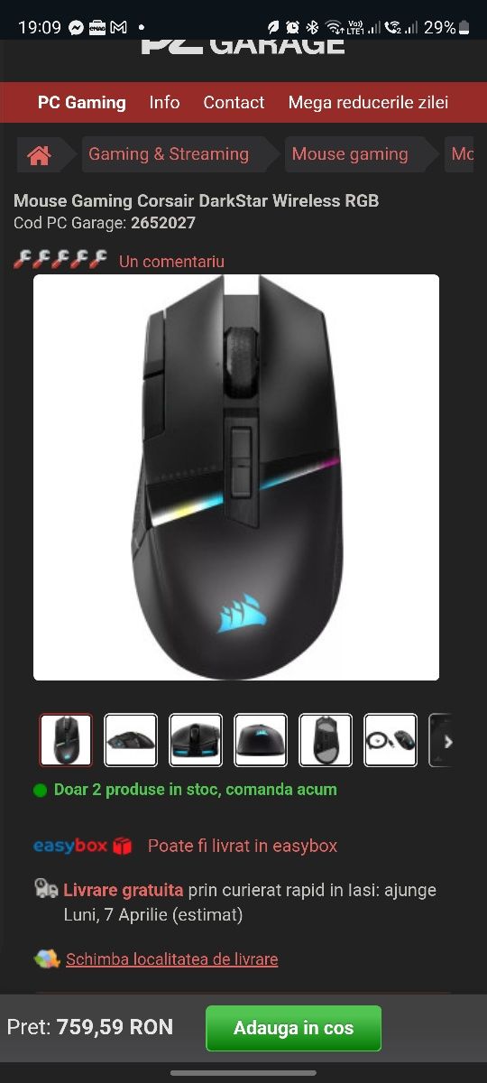 Mouse Corsair Darkstar rgb