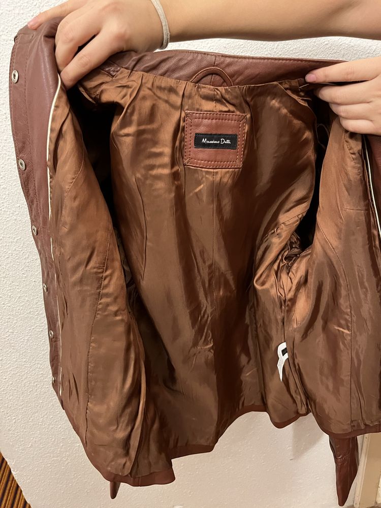 Geaca piele maro Massimo Dutti L