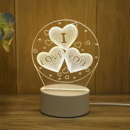 3D LED лампа коледа,love,happy birthday, мече,рози,сърца,коледа