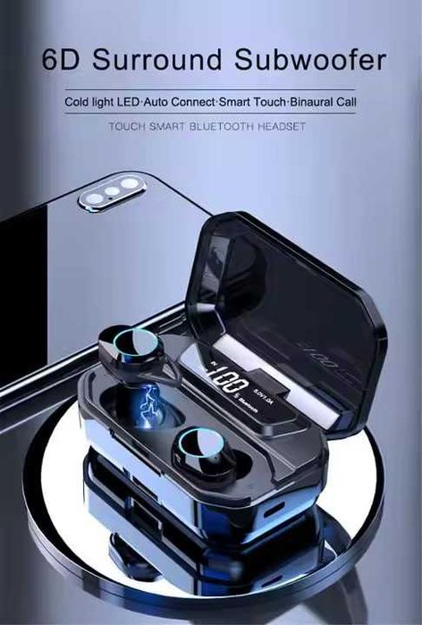 Casti Wireless G02 Bluetooth  Microfon IPX7 Powerbank 3300mAh