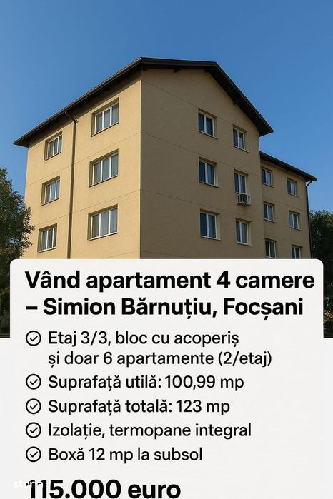 Apartament 4 camere, zona ultra centrală, in spate la Tribunalul nou