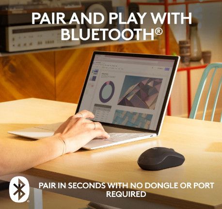 Безжична мишка Logitech M240 Silent Bluetooth, цвят: графит, 70 симво