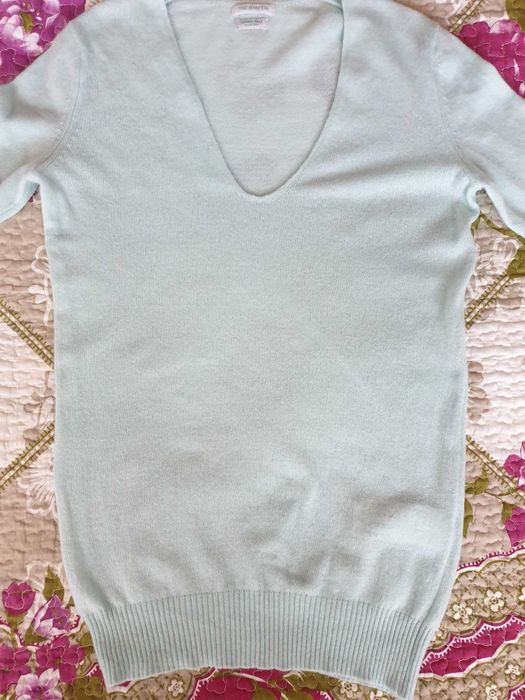 Pulover mix lana angora casmir albastru Benetton