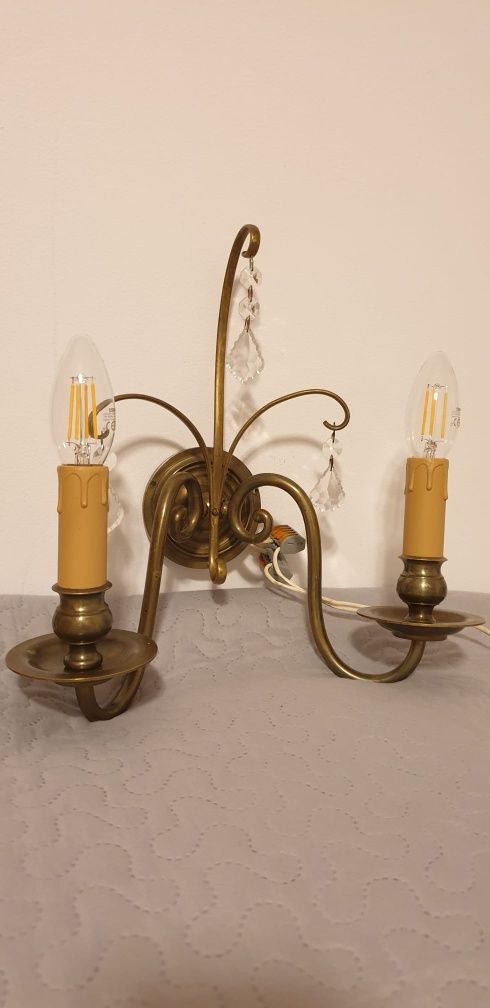 Lampa aplica perete vintage colectie alama cristal Franța 1930