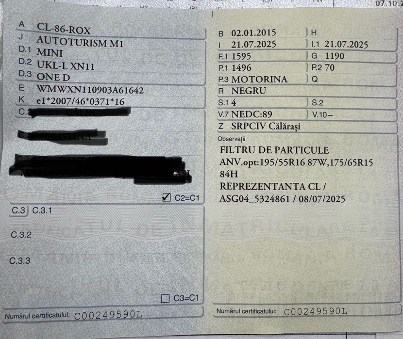 Mini one 2015 Diesel