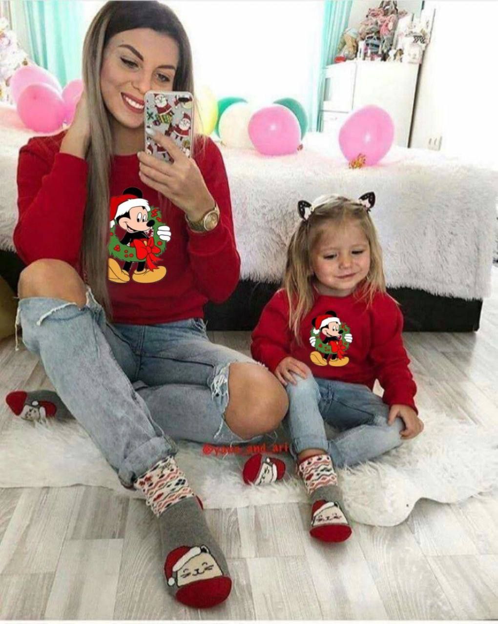 Set bluze mama +copil  cu tematică de Crăciun
