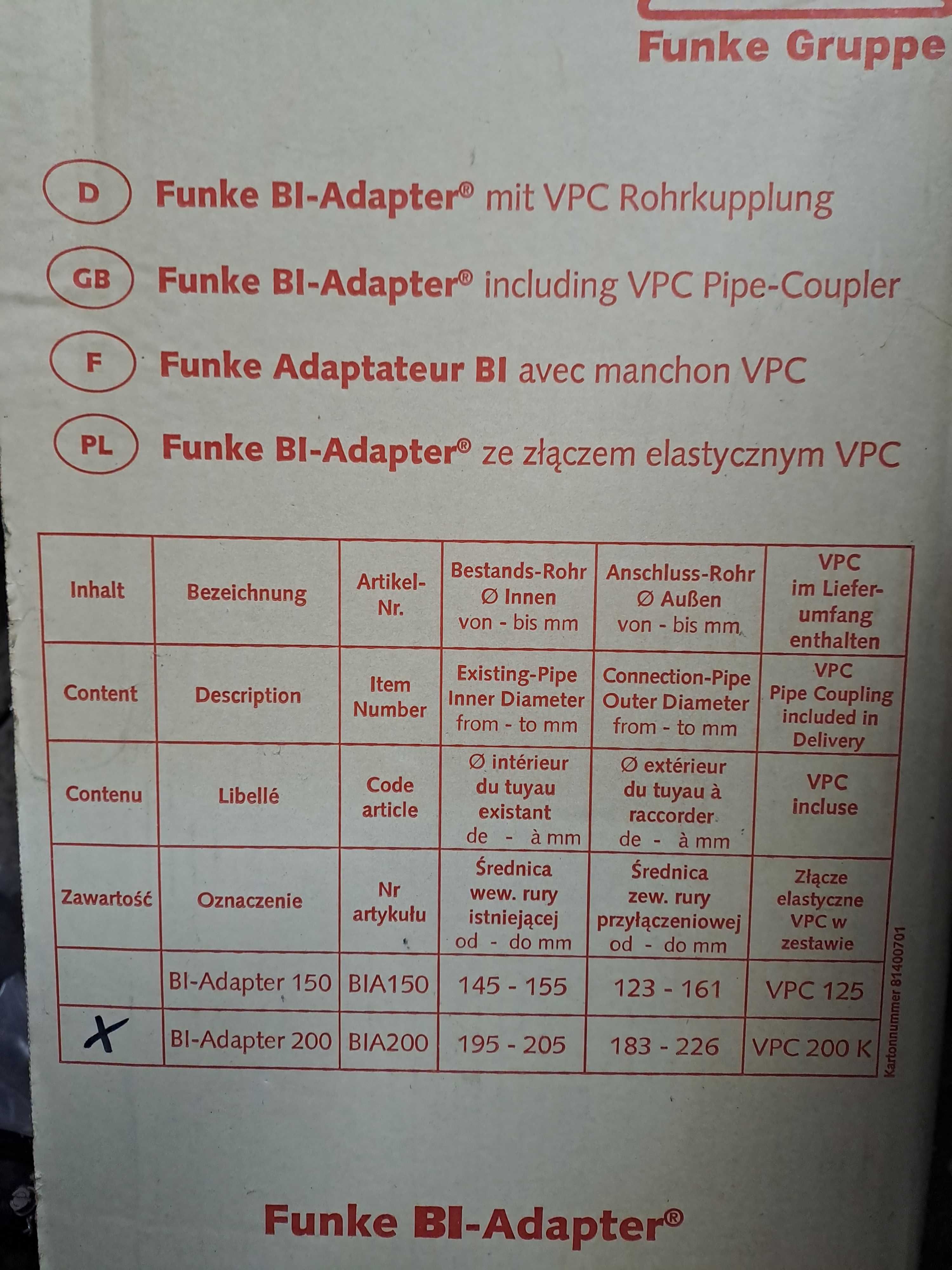 ВиК части, Bi-adapter за канализация