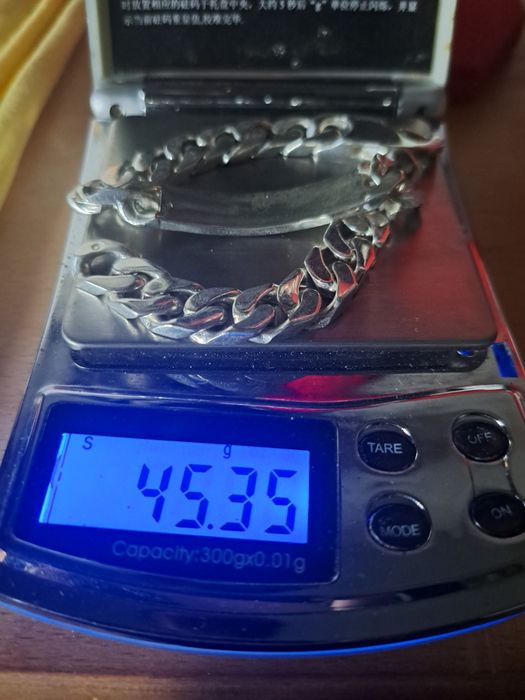 Bratara argint Cuban cu placuta 45 grame