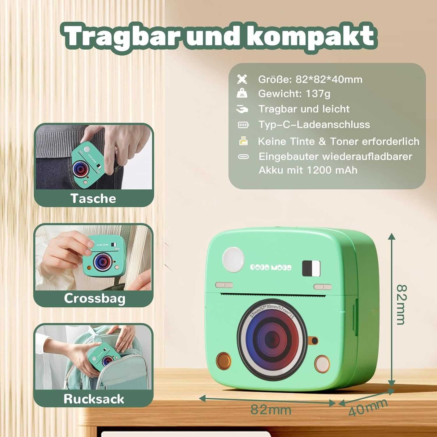 Принтер за стикери, Print Pod, мини преносим принтер с 8 ролки хартия
