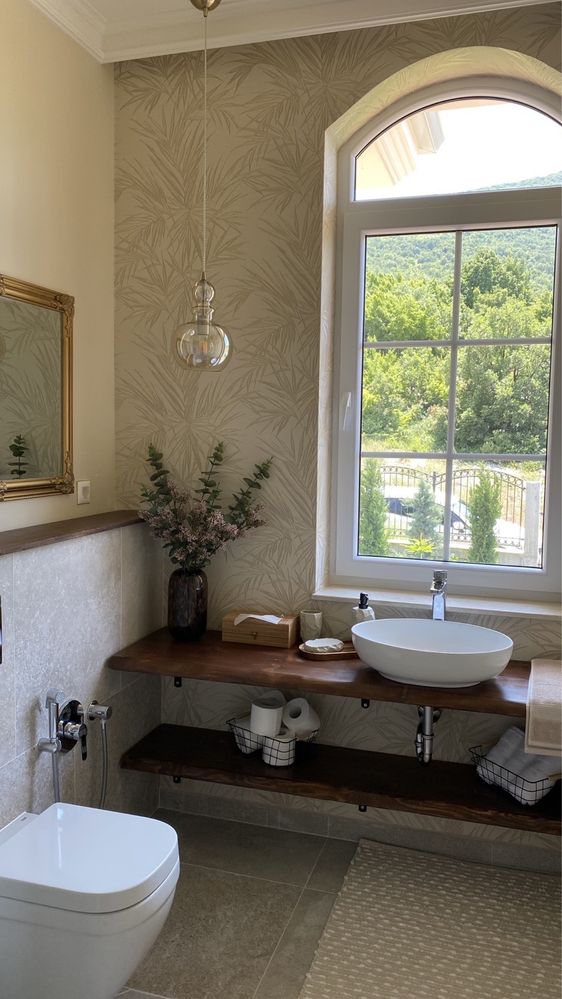 Плот за баня,кухня от масивна дървесина рафт,огледало,маса Рустик стил