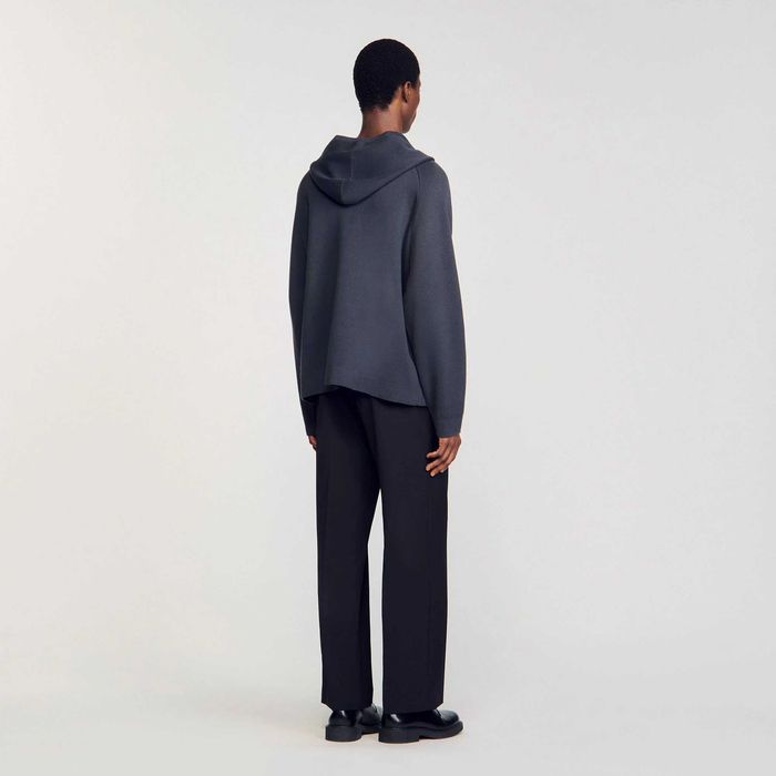 Sandro, Cardigan din tricot Milano cu glugă, Gri, M