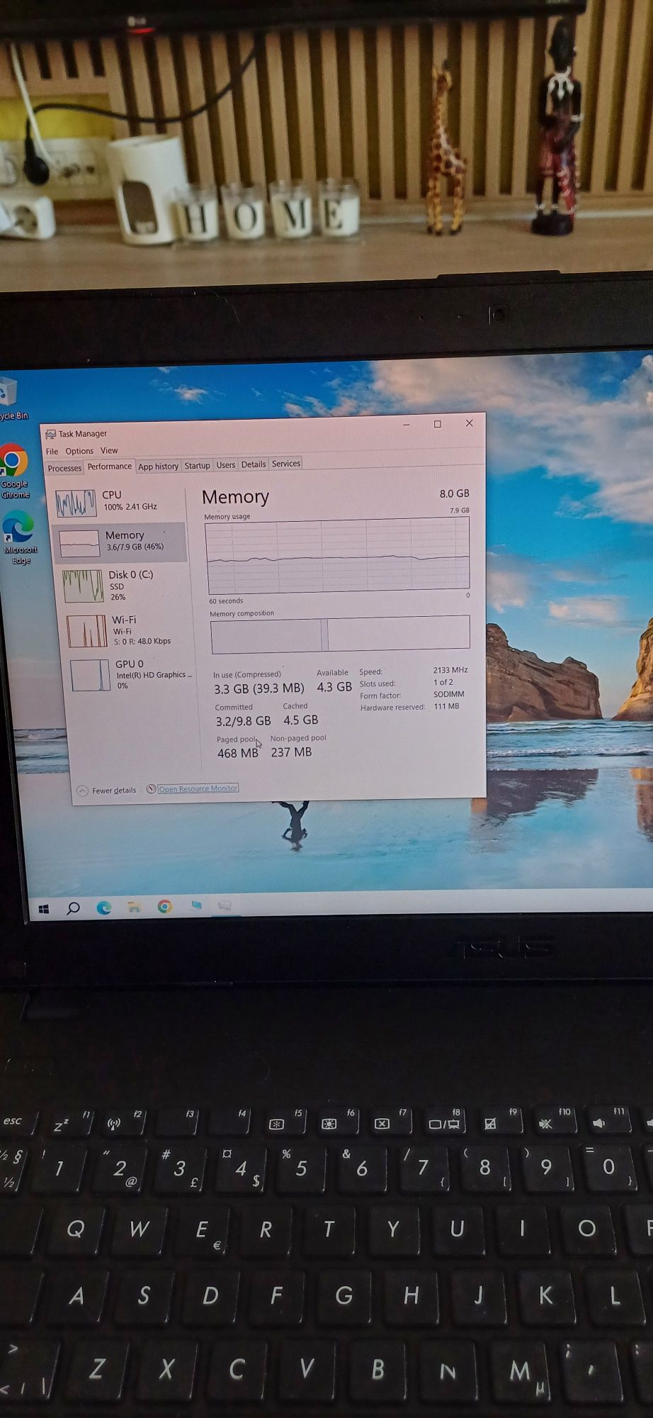 Laptop Asus i5-6200U 2.30GHz /Full HD/15.6"/8GB RAM/ 256 SSD