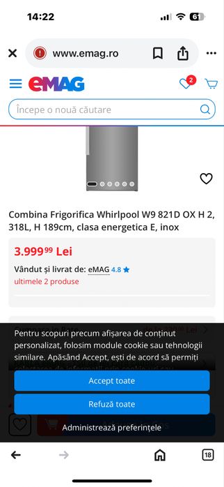 Vand frigider sau schimb cu uscator rufe